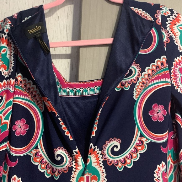 Laundry Shelli Segal Los Angeles multicolored 3/4 bell sleeve dress womens Sz 4 - Picture 12 of 14
